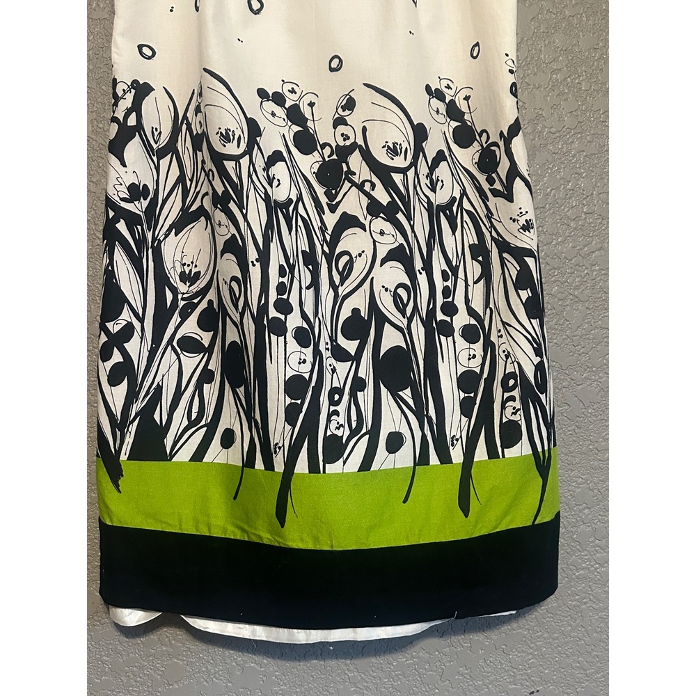 RB Collection New York Floral Circle Cotton Shift Dress White Black Green 6 - Picture 4 of 14